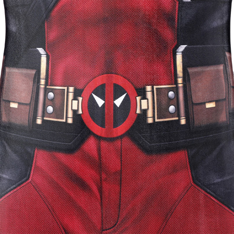 Deadpool 3 Wade Wilson Jumpsuit Cosplay Costume — Maroon — detail