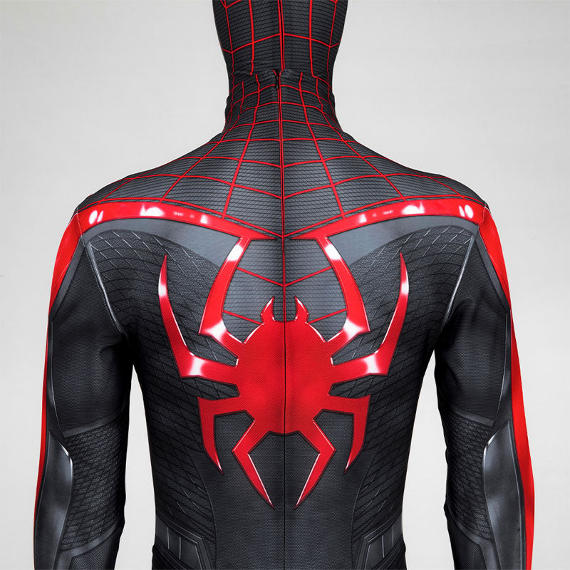 Spider-Man 2 PS5 Miles Morales Black Jumpsuit Cosplay — scale reference