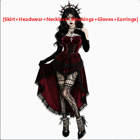 Burgundy Velvet Corseted Mermaid Gown Dark | Magic Stories