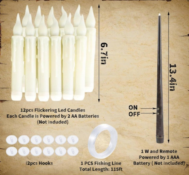 Halloween Floating LED Candles with Magic Wand — in use