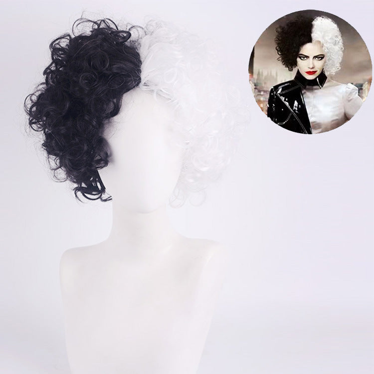 Yin Yang Head Black And White Anime Wig — detail