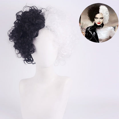 Yin Yang Head Black And White Anime Wig — detail