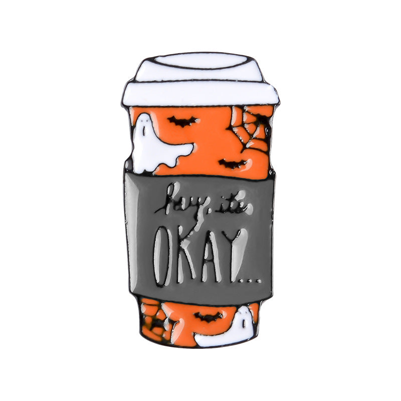Happy Halloween Enamel Pin Custom Coffee Moon Ghost Pumpkin — packaging