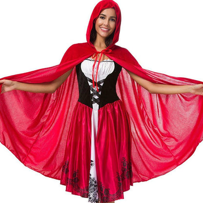 Halloween New Skull Print Witch Long Vampire Costume, Queen Dress Costume — back view