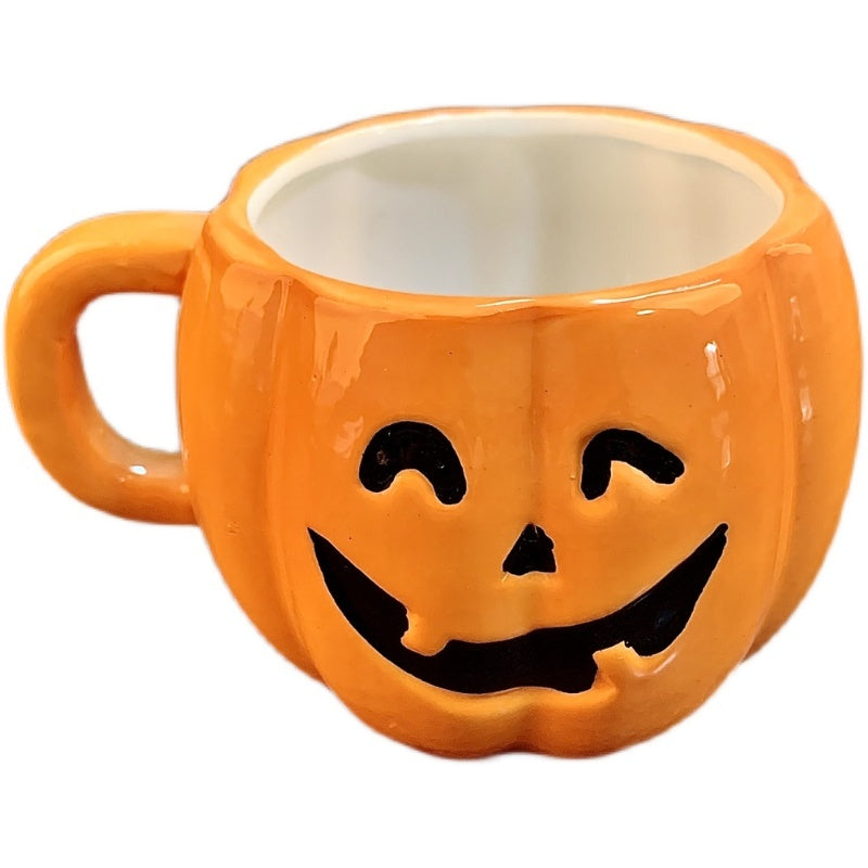 Ceramic Halloween Pumpkin Mug — side view