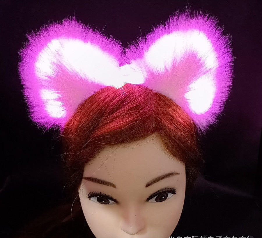Glowing Cat Ears Headband Plush Cute Hairpin Halloween Hair Accessories — side view