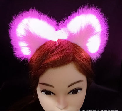 Glowing Cat Ears Headband Plush Cute Hairpin Halloween Hair Accessories — side view