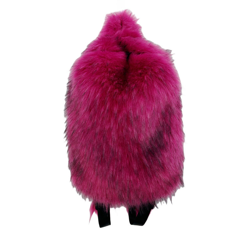 Fur Hot Girl Plush Backpack — back view