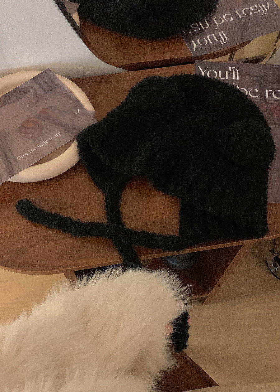 Women's Lace-up Cute Bear Ears Plush Hat | Magic Stories
