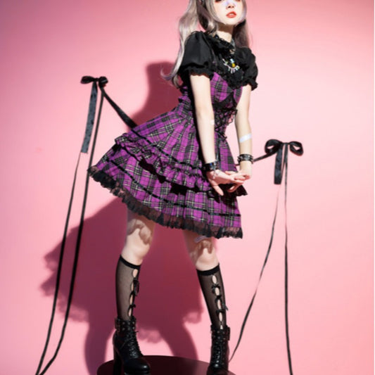Plaid Lolita Sweet Dark Rock Dress