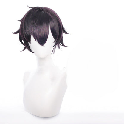 Men's Cosplay Wig Reverse Dark Purple Short Hair — back view