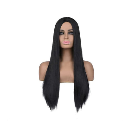 Handmaid Cosplay Duo — Offred Red Cloak Costume + 100cm Long Straight Black Wig — back view