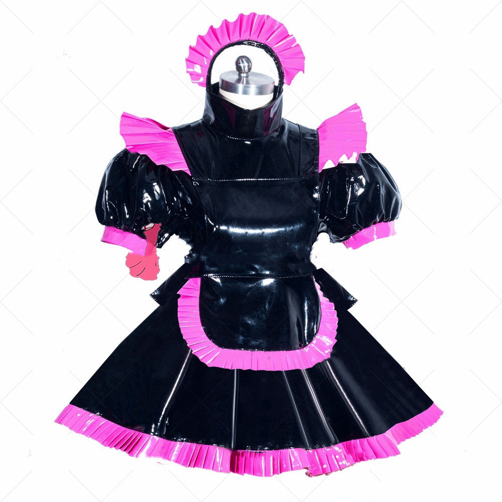 Maid Cosplay Dress In Black Patent Leather | Magic Stories