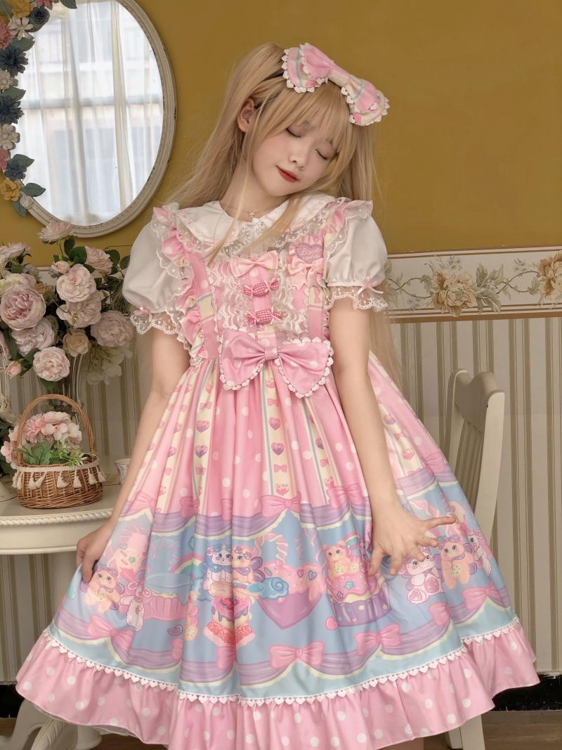 Original Design Lolita Dessert Doll House Dress Strap JSK Dress Fairy Kei Gothic Lolita Dress — detail