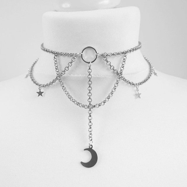 Black Crescent Moon Choker Necklace Gothic | Magic Stories