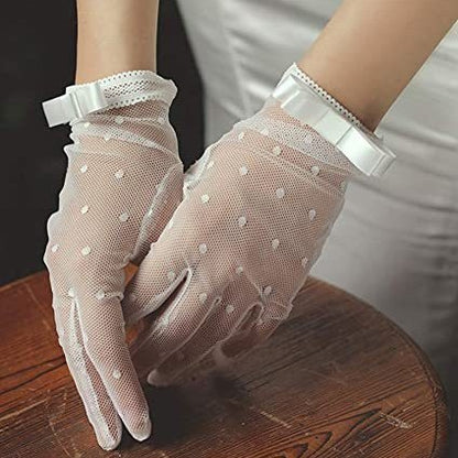 Gothic Black Mesh Lace Bow Gloves | Magic Stories