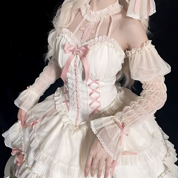 Dark Goth Lolita Halter Dress — side view