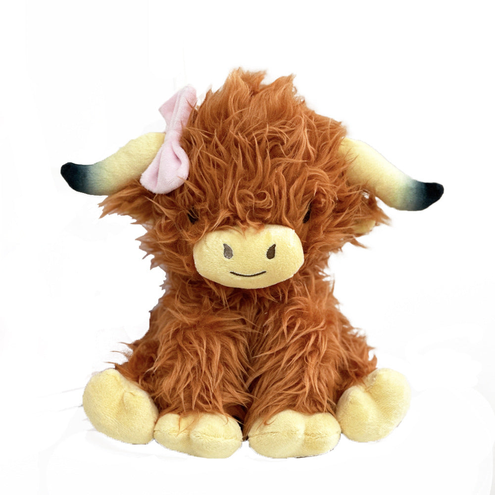 New Bow Highland Cow Plush Doll — detail