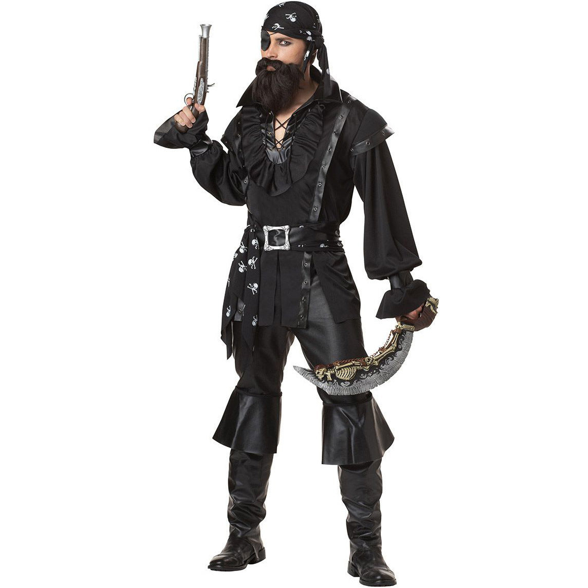 Halloween Male Pirate Costume Cosplay — scale reference