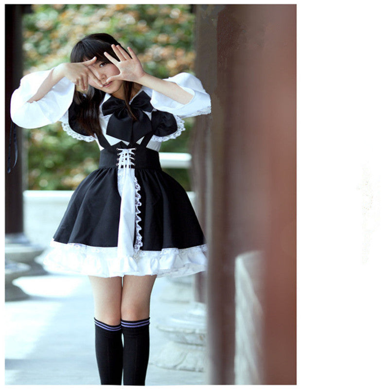 Classic maid outfit black and white maid outfit — back view