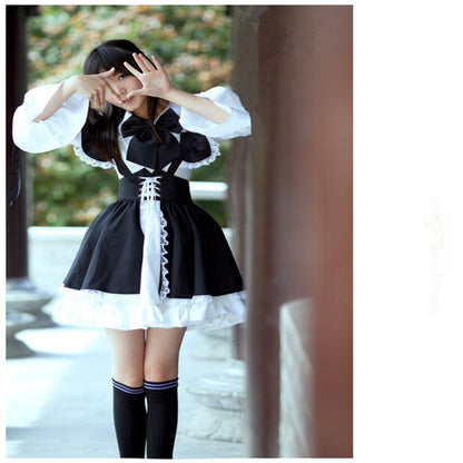 Classic maid outfit black and white maid outfit — back view