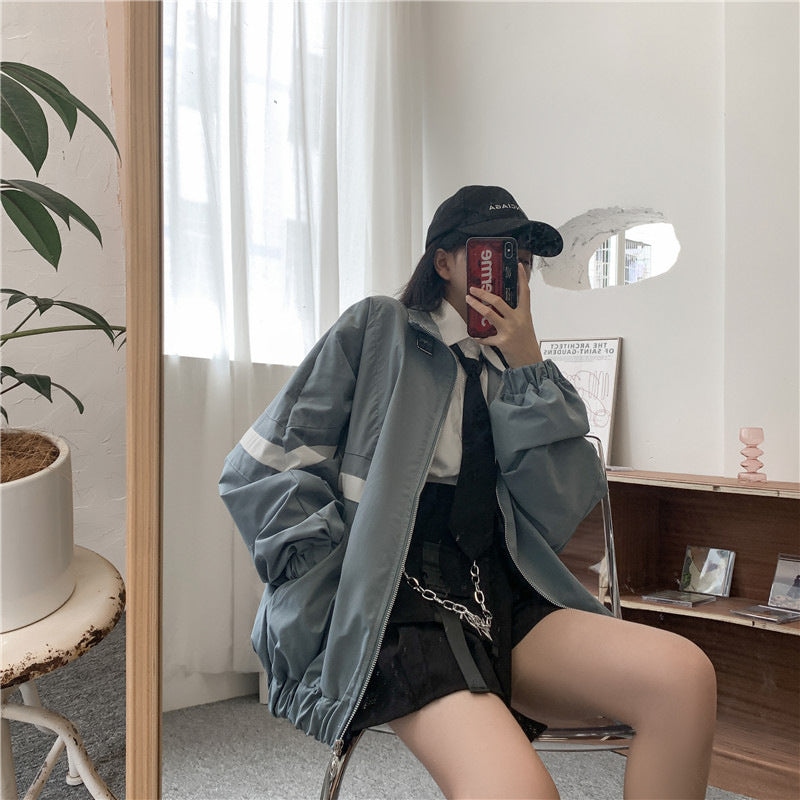 Fall Jacket Casual Loose Jacket Baseball Uniform — back view
