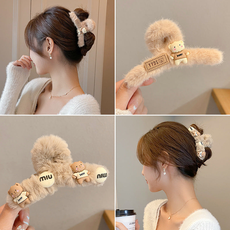 Plush Catch Shark Clip Hair Clip Headdress — back view