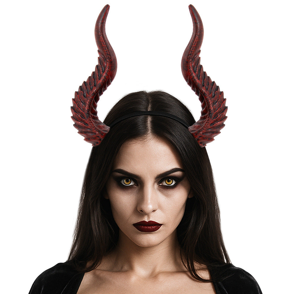 Cross-border New Halloween Festival Dress Up Devil Horn Headband DIY Assembly Cos Hair Accessories Props Can Be — in use
