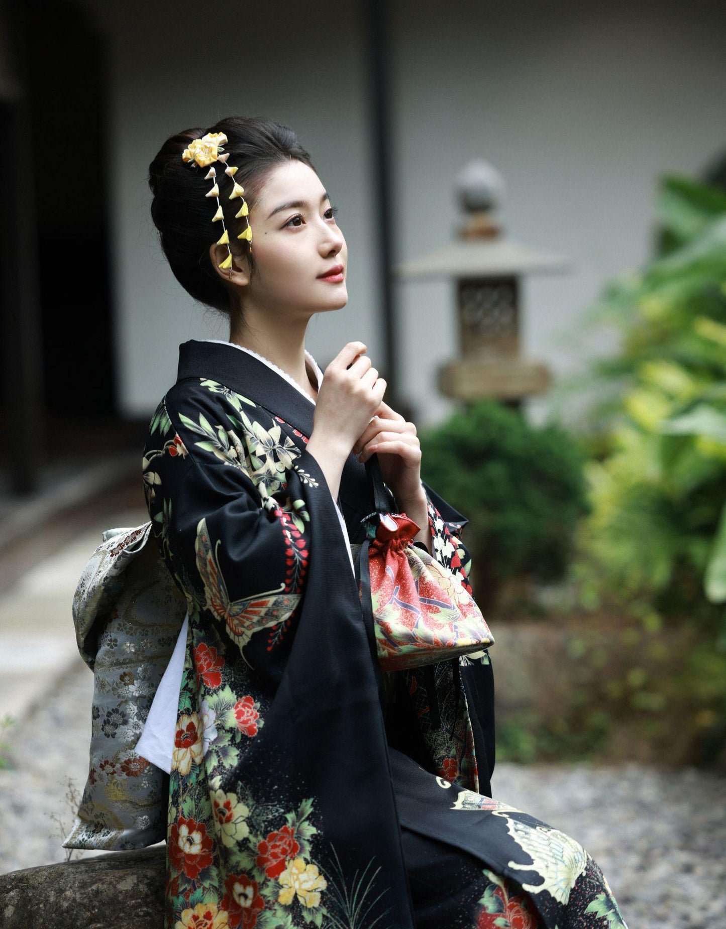 Japanese Modified Kimono Women's Formal Traditional Dress — detail