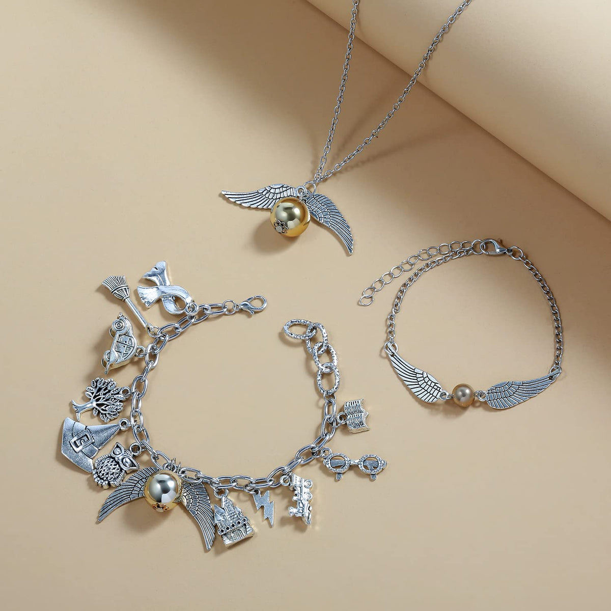 Charm Bracelets And Necklace — back view
