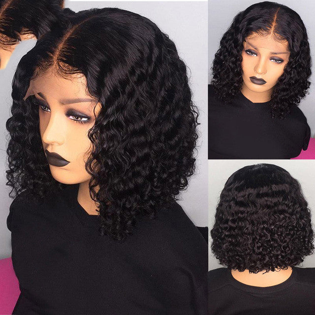 Burgundy Gradient Color Wig Lace Front Short Bob Wig — side view
