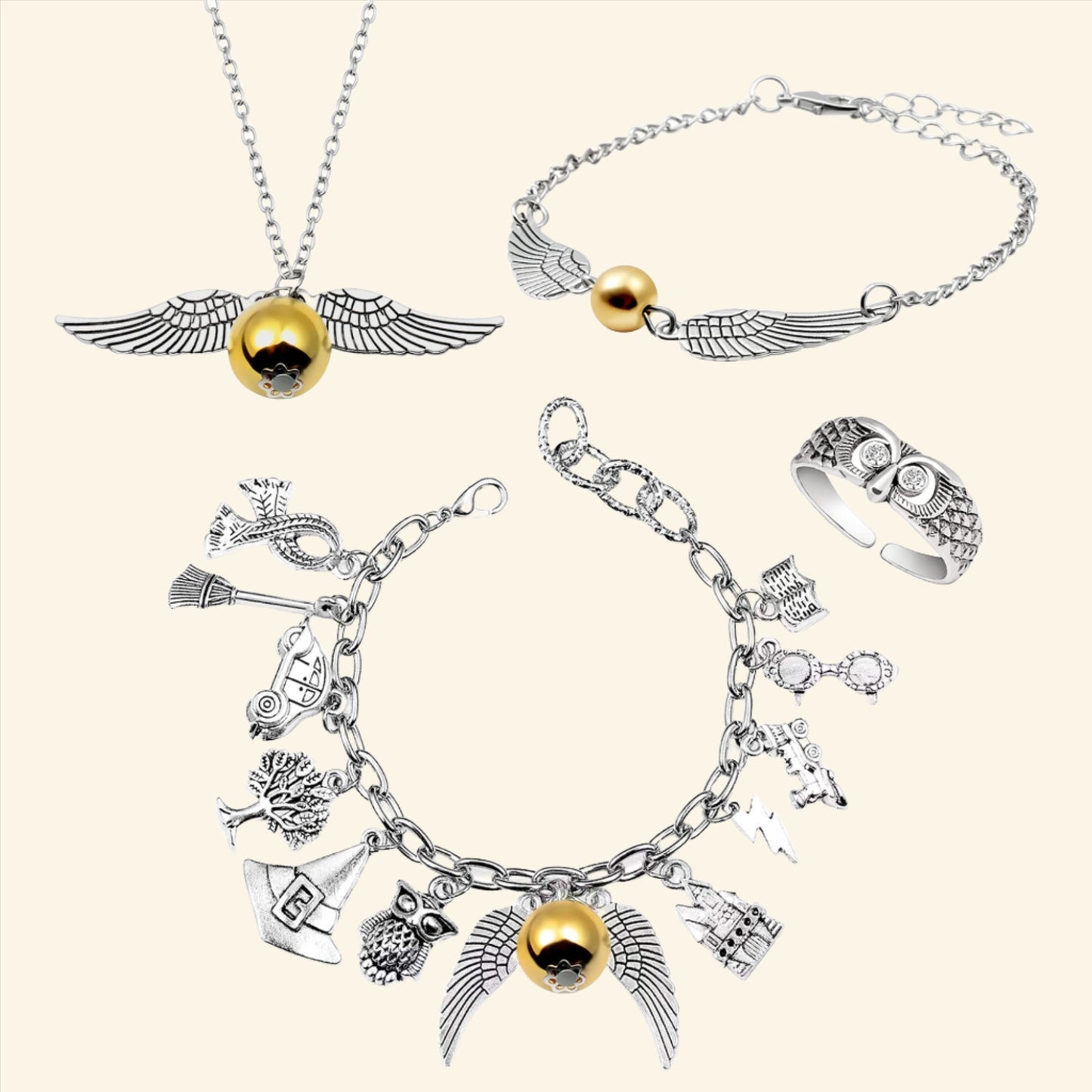 Charm Bracelets And Necklace With Golden Snitch From Harry Potter