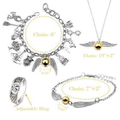 Charm Bracelets And Necklace With Golden Snitch From Harry Potter