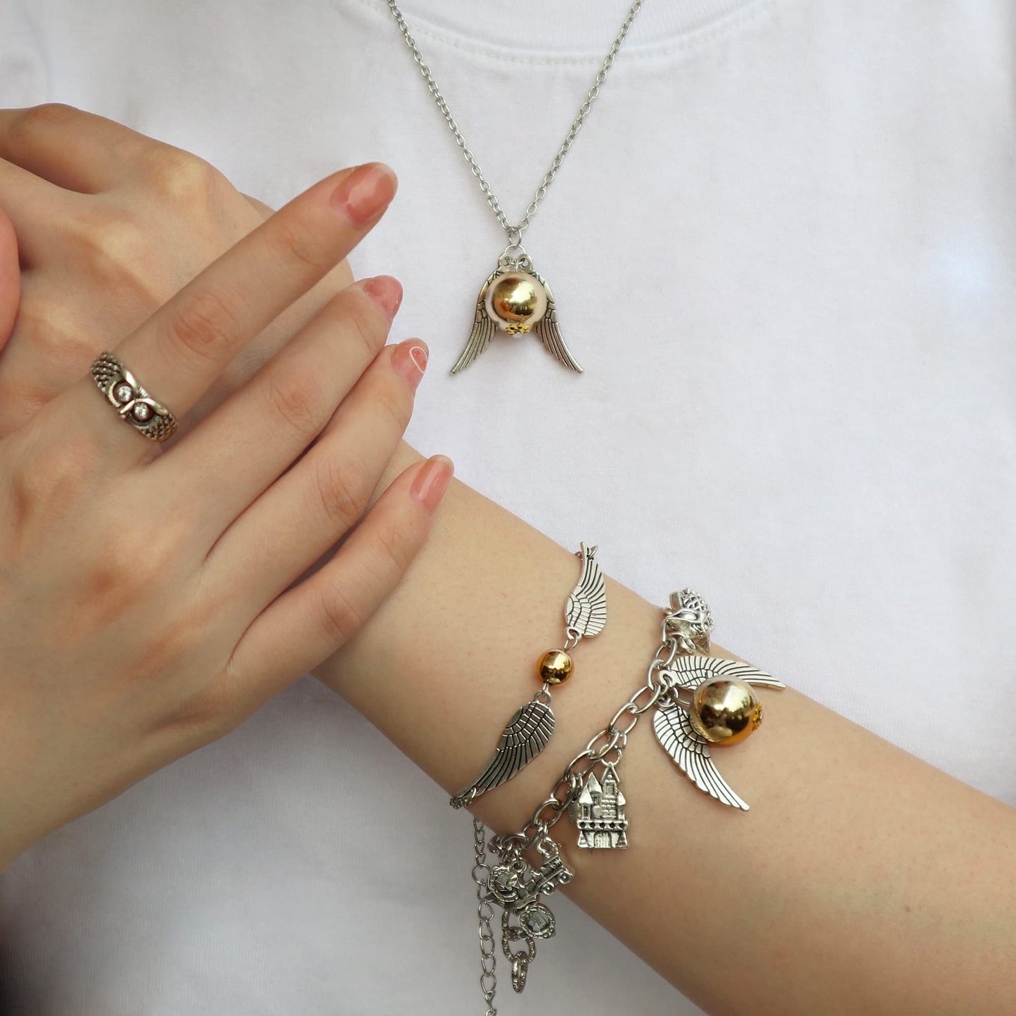 Charm Bracelets And Necklace With Golden Snitch From Harry Potter