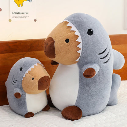 Shark Transformation Capybara Plush Toy Pillow — back view