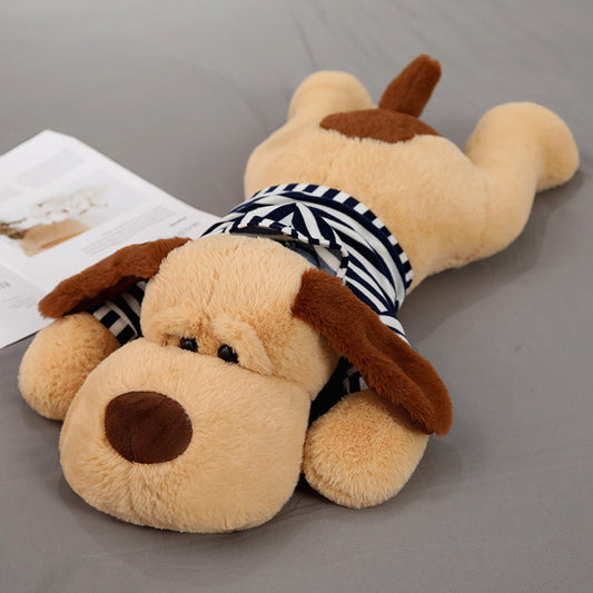 Dog Plush Toy - Soft Short Plush Stuffed Dog In Navy Blue Or Red Stripes