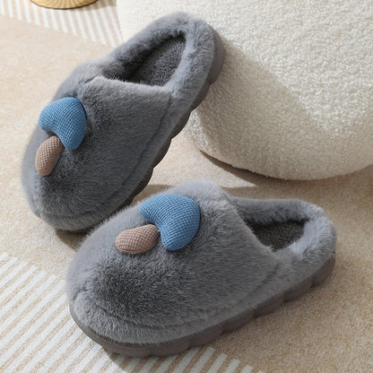 Cute Mushroom Cotton Slippers For Women Thick-soled Autumn And Winter Plush Slipper Indoor Non-slip Eva Household — detail