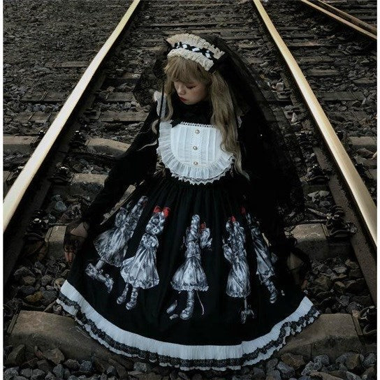 Factory Original Lolita Skirt Student Dark Retro Gorgeous Gothic Simple Lolita Dress Jsk Suspender Skirt