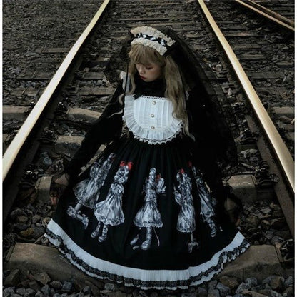 Factory Original Lolita Skirt Student Dark Retro Gorgeous Gothic Simple Lolita Dress Jsk Suspender Skirt