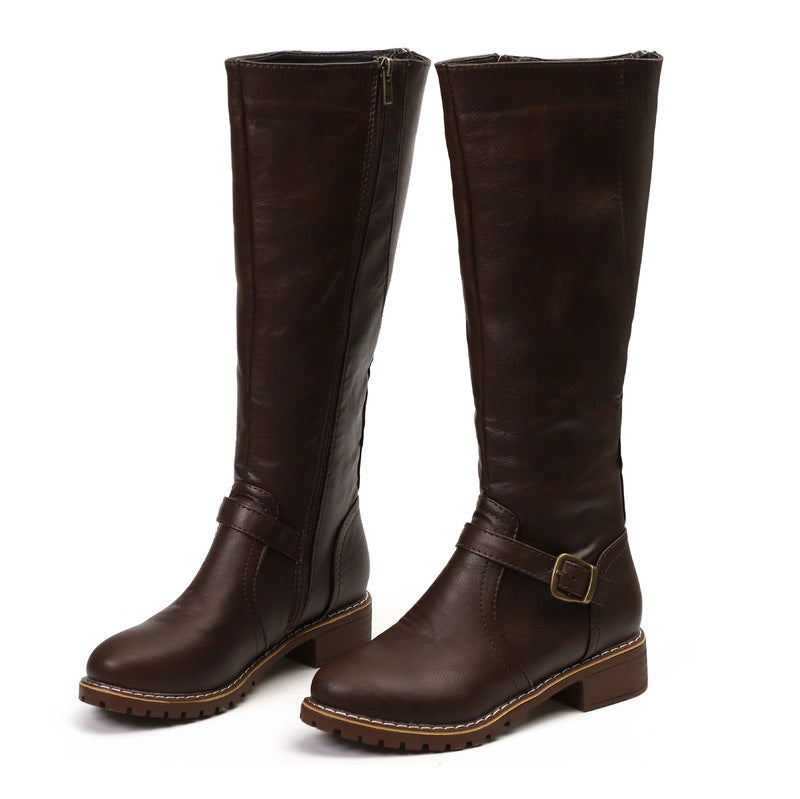 Women's high boots plus velvet warm knight boots — back view
