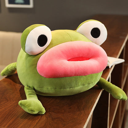 Big mouth frog plush toy doll — back view