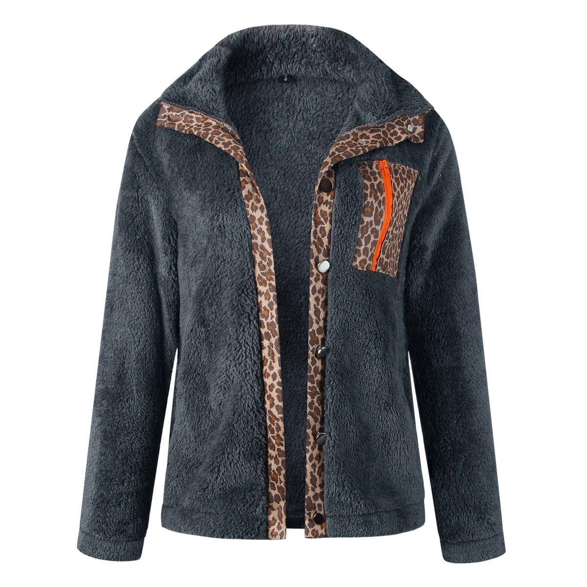 Leopard zipper plush coat | Magic Stories