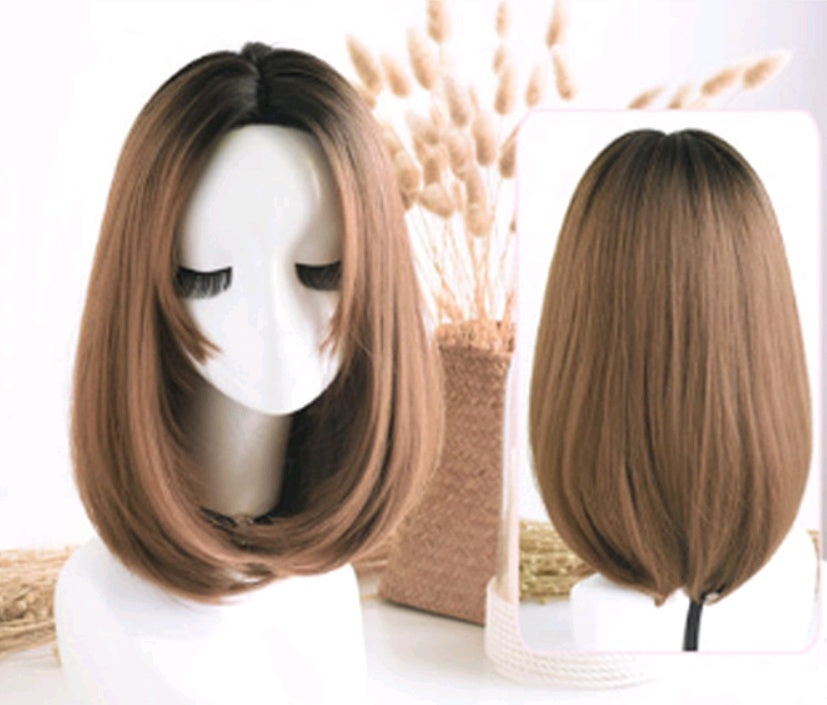 Long Straight Hair Wig — in use