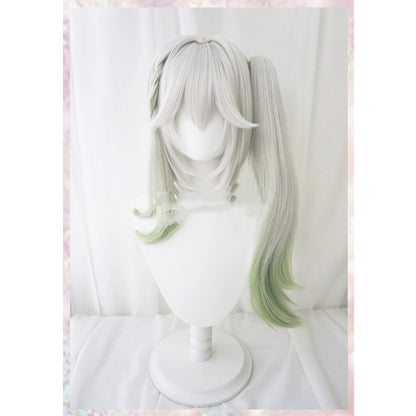 Grass God Nasida Gradient Simulation Scalp Single Ponytail Cosplay Wig — back view