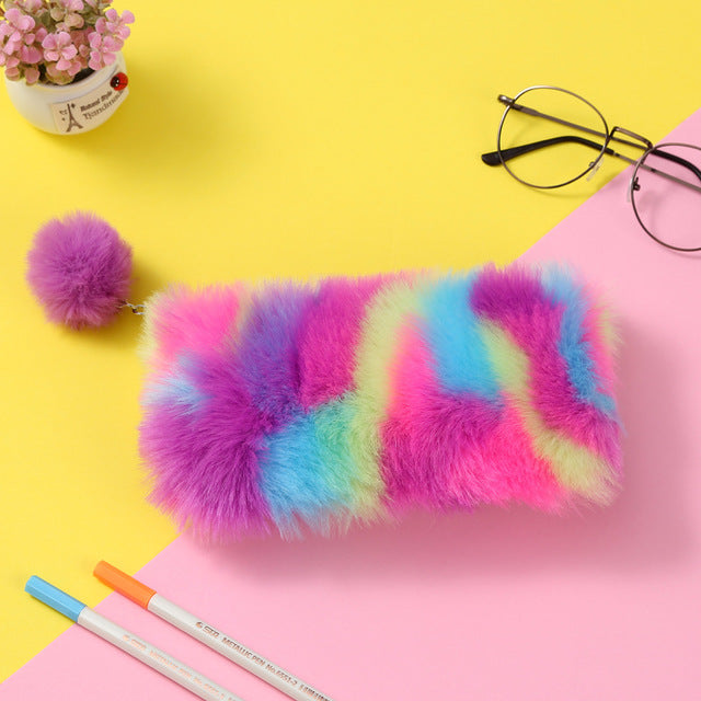 Rainbow plush stationery storage bag | Magic Stories