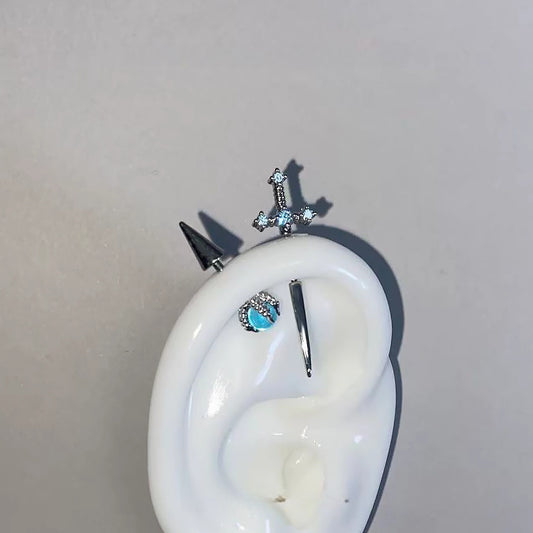 New Blue Sword Devil Stud Earrings | Magic Stories