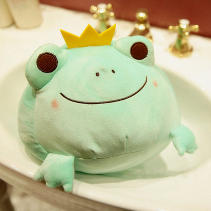 Plush Toy Cute Crown Frog Prince Doll Cute Little Frog Doll Frog Doll — side view