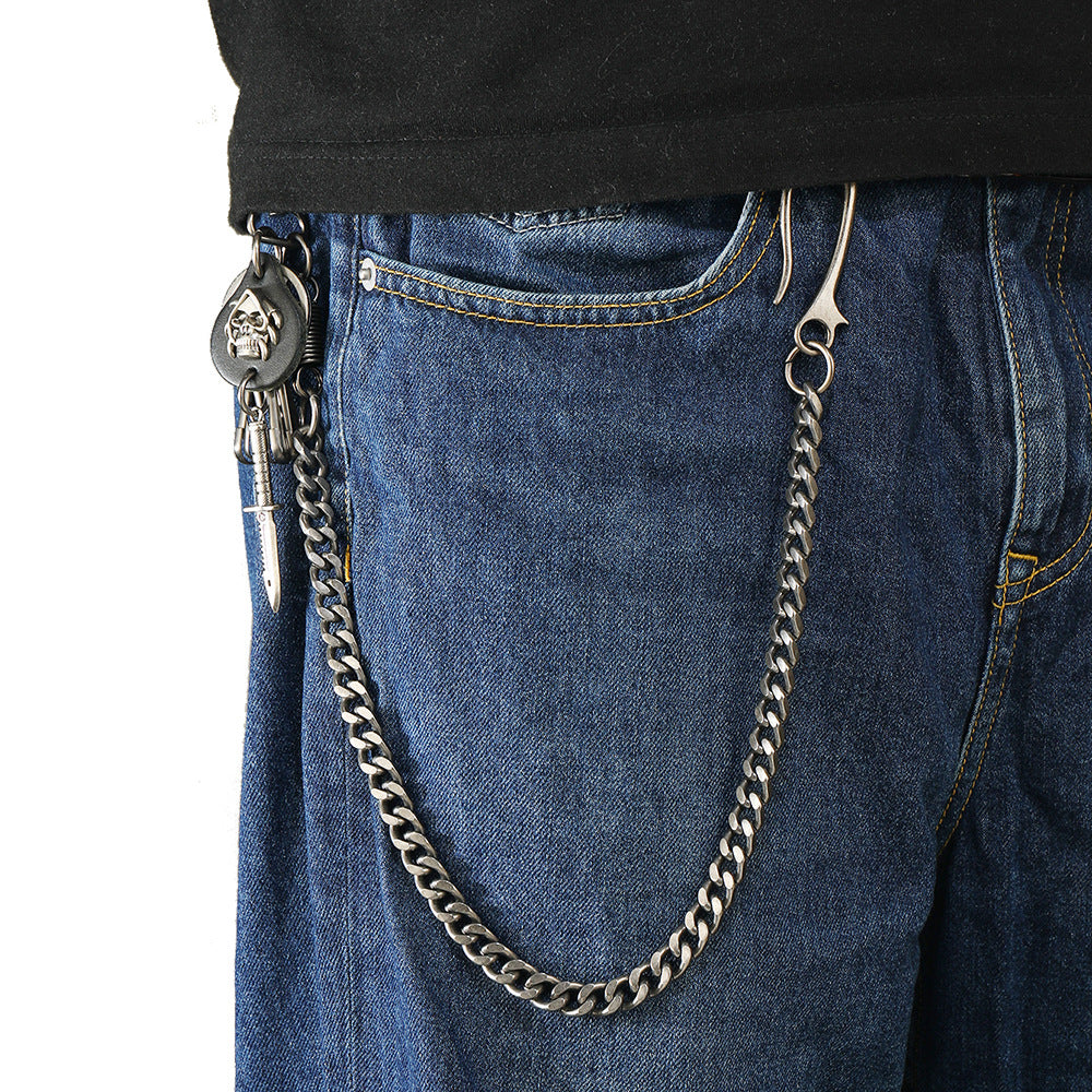 Ghost Bayonet Dagger Pendant Jeans Waist Chain — side view