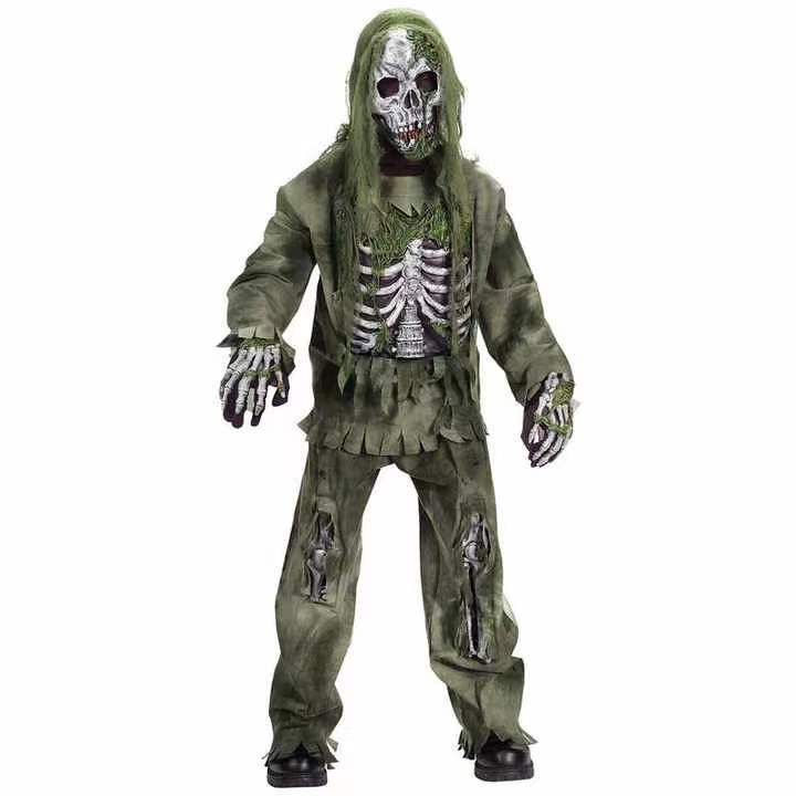 Rough Green General Suit Skeleton Ghost Cosplay Clothes Halloween Party Costume Horror Zombie Ghost — detail