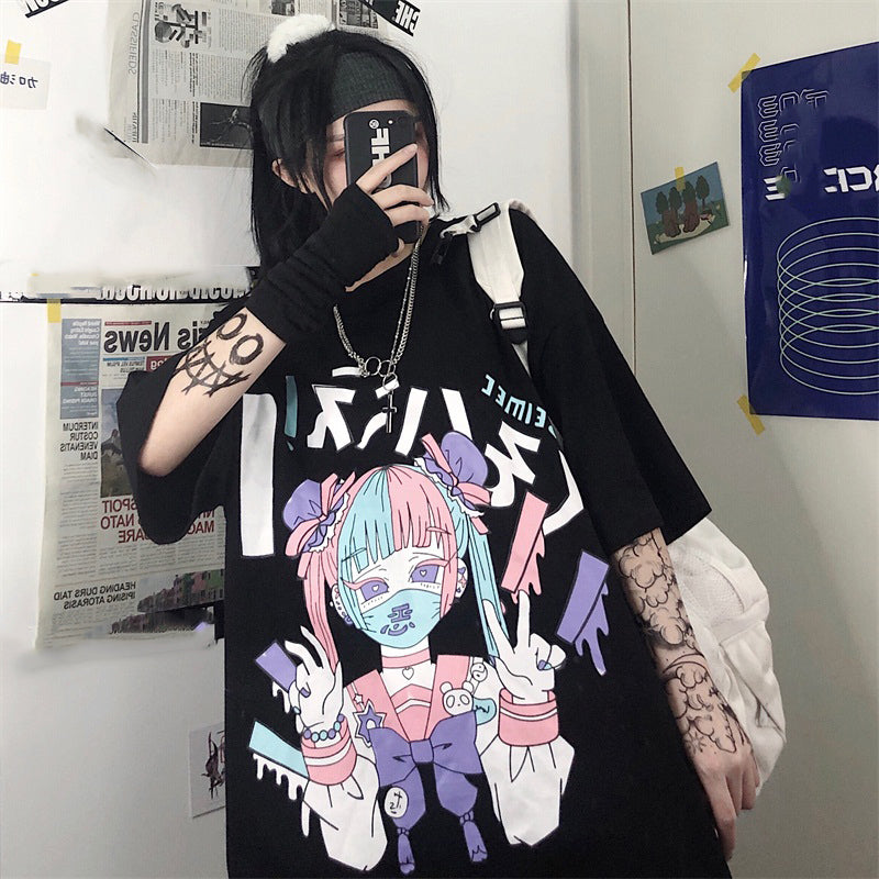 Anime Graphic T-Shirt 3-Pack — Loose Anime Tee, Moon Girl Tee & Dinosaur 3D Tee